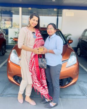 Priya Hegde Instagram - Pure pride vibes … 
Be proud of your progress and keep taking steps forward no matter how small it is .. you will eventually reach your full potential and you will look back on the days you thought you would never make it, and you will smile. I am so proud that I never gave up on myself 
Happy Ugadi ❤️

#firstcar #proudfeel #happysoul