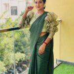Priyanka Shivanna Instagram - Happy weekend 💚 . . #sareelove #star #starsuvarna #beetadahoovu