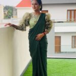 Priyanka Shivanna Instagram - Happy weekend 💚 . . #sareelove #star #starsuvarna #beetadahoovu