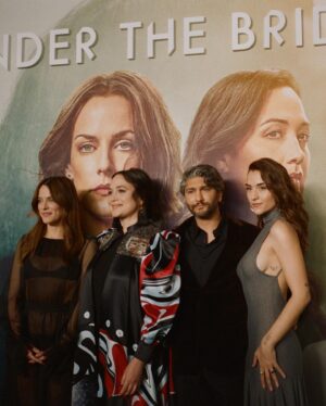 Quinn Shephard Instagram - belated film from the @underthebridgehulu premiere night - ft mezcal negroni for my nerves, printed copy of the speech I wrote the night before, @alexisasquith saving me with the dress we fit two hours before the event, and these insane photos (group effort by @michaelduenas @tobyfleischman and @carloalbertoorecchia ) who made me look about a thousand times more glamorous than any day I actually worked on this show. it felt somewhat silly and strange to play dress up on the night I released the most terrifying, important, and heart-wrenching thing I’ve ever made, but it also made me feel like I had at least a little bit of armor on…anyway, please watch this show it means a lot to me and a lot of people worked crazy hard on it ❤️