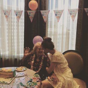 Rachel Boston Instagram - Happy 103rd Birthday to my extraordinary grandma!!! 
🌼🌼🌼 Thank you for showing us what integrity, strength, resilience, and spirit look like on this journey. You are such an inspiration, and we love you so much!!! @coloringwithgranny 👏👏👏