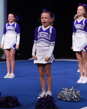 Rachel Reynolds Instagram - So proud of this girl and her teammates performing on a national stage!  They were fantastic!!! 💜🤍 #geauxbengals