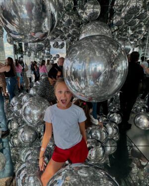 Rachel Reynolds Instagram - Ruby’s first time in the Big Apple!  David announced the Dodgers vs Yankees games so Ruby and I decided to tag along.  A couple of her favorite things to do were @thebeastnyc & @colorfactoryco  and Yankee Stadium is magical!