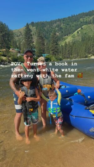 Rachel Van Dyken Instagram - So I turned in my book and it honestly seemed like the best idea ever before @book.bonanza this week to spend hours on the river with the fam and take a minute, plus we had two epic guides which helps, note that the husband @natevandyken was not one of them…yet.
Honestly, a great time! Thank you @bigsmiles_mikey and @mr_josh_j for keeping us safe!
Also if you’re in Idaho and decide to take the river on, always have life jackets, at least one guide, water, a dry bag, your cell phone, etc you get the picture. It looks semi tame but certain areas depending on the run you take are tricky and the water is high right now.