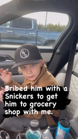 Rachel Van Dyken Instagram - Apparently brining the nine year old is my new thing, but hey it works and if it takes a candy bar, we all win in the end. Truly, he’s the best grocery shopper and sticks to the list. I always wondered what it would be like when he was old enough to help this this and it’s been so fun. #familyday #mealprep #groceryshopping