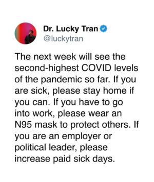 Rachel Bloom Instagram - The pandemic is not over. We are in a surge. Please wear a mask. Especially if you are coming to my show in the next few days. 

Reposting from @luckytran.