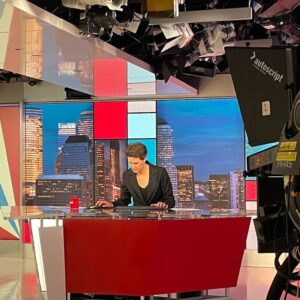 Rachel Maddow Instagram - Last night's show from a real TV studio with a real live guest! Hoo!