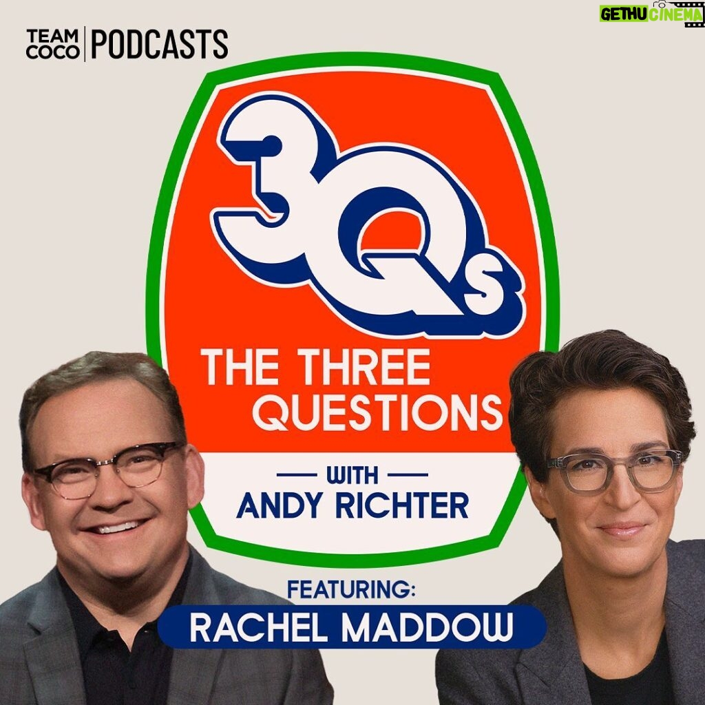 Rachel Maddow Instagram - Today on #ThreeQuestions Rachel Maddow joins Andy to discuss her MSNBC show's switch to a weekly format, the importance of anti-corruption laws, her love of ice-fishing, and more. Listen at the link in bio.