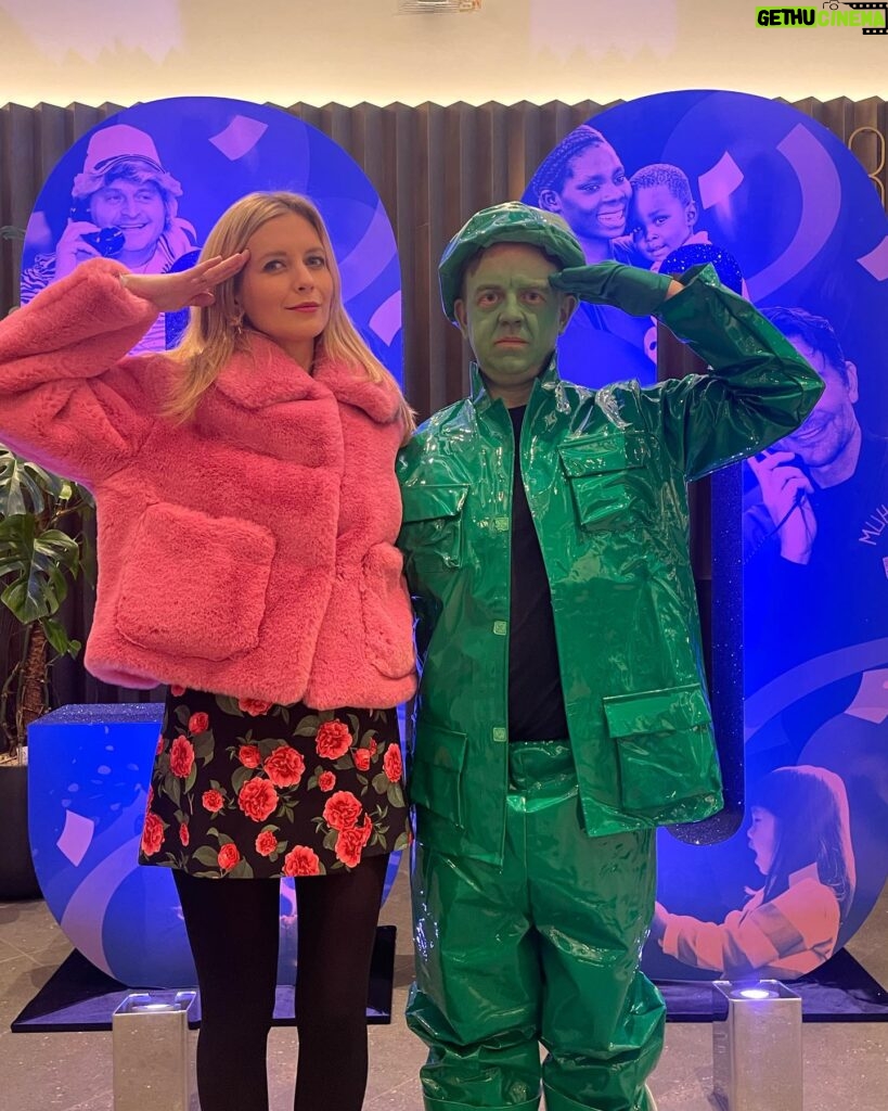 Rachel Riley Instagram - Big thanks to everyone at @icapcharityday for picking @alzheimersresearchuk as one of the charities benefitting from your day of fancy dress madness fundraising today! Apologies to these brilliant servicemen who I thought had just gone and got really good costumes and so asked to borrow the sword and helmet for a pic 🙈🤣 now I look back at Spencer, the Toy Story soldier taking me round last year, the quality of their look is rather different… Thanks for looking after me this year Peaky Blinder Dom, and to the many traders who let me “help” on their desks/phones to raise money. ARUK are hoping to find a cure for dementia in our lifetimes and I’m so pleased they were chosen again to be supported by ICAP today. #charity #ICAP #alzheimersresearchuk #aruk #fancydress