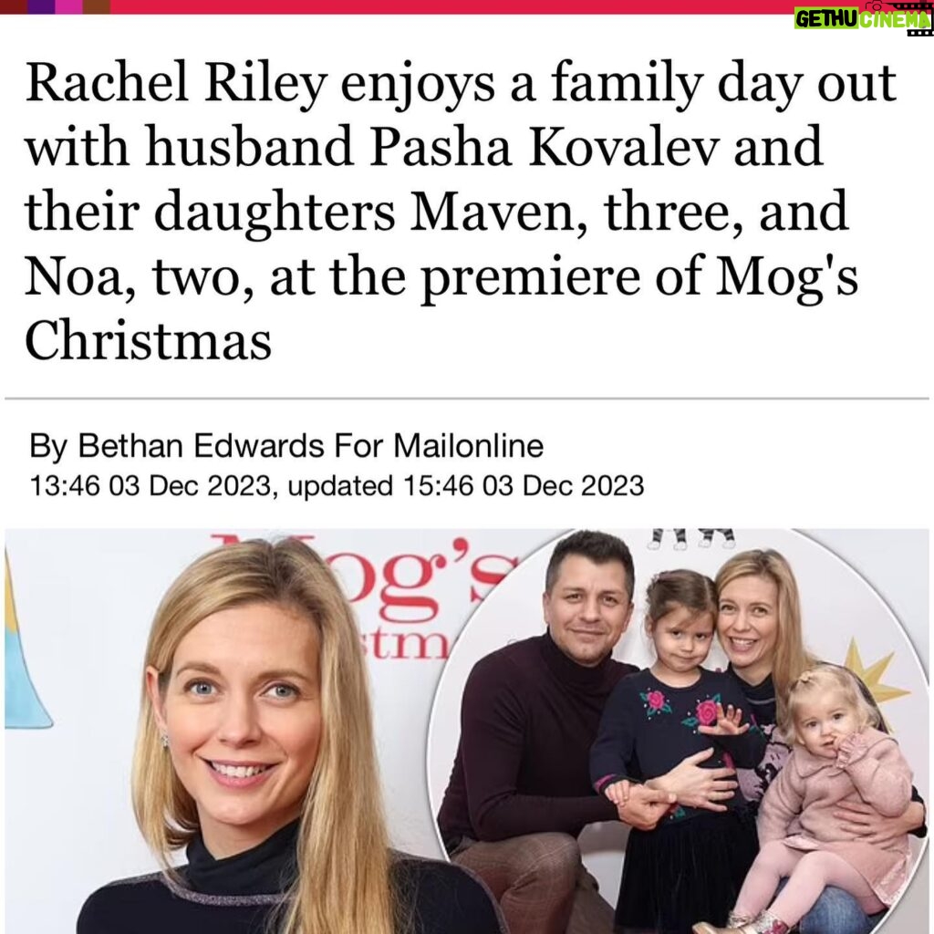 Rachel Riley Instagram - Keep an eye out for when Mog’s Christmas the new animated short film hits @channel4 screens this Christmas. We love the Judith Kerr books and C4 and the team have done a lovely job bringing it to life, per(purr!)fect festive watching for the little ones, and @sophieellisbextor’s song in it was gorgeous. Also love the fact The Mail went with a pic of Noa picking her nose on the red carpet 🙈😆🤦‍♀️ one for the wedding album when she’s older - classy lady! 🐈🎄 #MogsChristmas #ChristmasMovie #kidsfilm