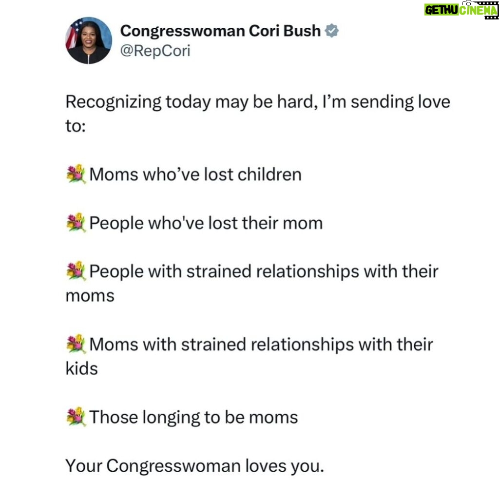 Rashida Tlaib Instagram - Rep. @coribush shows us over and over again that Congress doesn't only have to look differently, but it has to feel and speak differently. This post is a powerful testament that lived experience matters in public service.