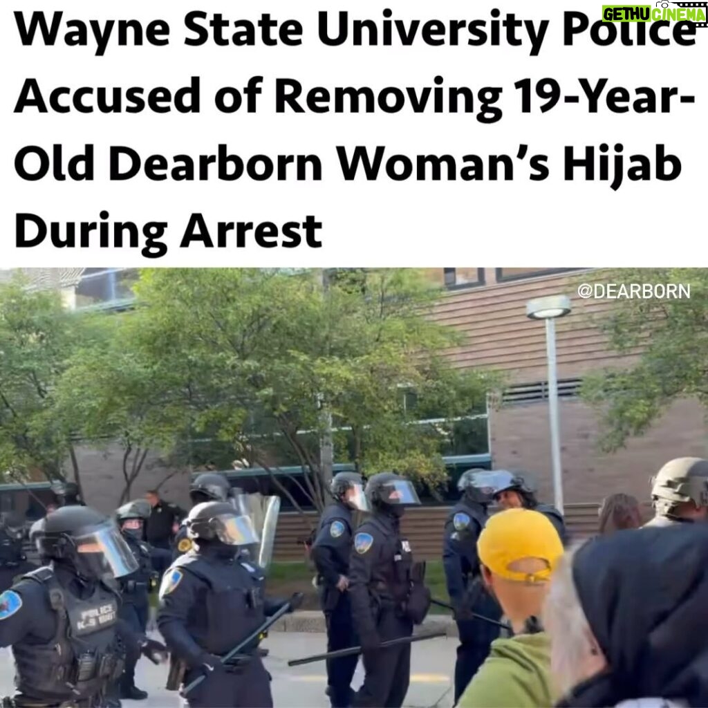 Rashida Tlaib Instagram - (News & Information Only) Early this morning, Wayne State University police 12 Pro-Palestinian protesters while dismantling a tent encampment at the university. The operation, which began around 6:00 a.m. with support from Detroit police, has sparked controversy due to allegations of misconduct involving the removal of a student’s hijab. Among those arrested was 19-year-old girl from #Dearborn. U.S. House Rep. Rashida Tlaib and some of the victims family members allege that police officers forcibly removed victims hijab, an Islamic headscarf, during the arrest. Video footage obtained by TCD News shows a young woman without her hijab, handcuffed and sitting on the ground, as an officer attempts to place her hijab back on to her. In response to the incident, Wayne State University has announced an investigation. The incident has drawn significant concern and calls for accountability from community leaders and activists. Wayne State University officials have yet to provide further comments on the investigation.