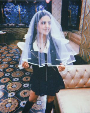 Rashmeet Kaur Sethi Instagram - Channeling my inner Wednesday i guess 😅😈

These pictures were clicked in January at a bridal shower and yes that’s a freaking veil 🥺🥺🤩❤️