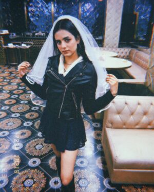 Rashmeet Kaur Sethi Instagram - Channeling my inner Wednesday i guess 😅😈

These pictures were clicked in January at a bridal shower and yes that’s a freaking veil 🥺🥺🤩❤️