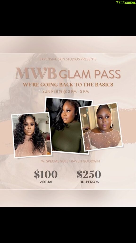 Raven Goodwin Instagram - EXPENSIVE SKIN STUDIOS PRESENTS MWB Glam Pass | Back to Basics **YOU HAVE BEEN GRANTED AN ALL-ACCESS PASS**  We’re taking it BACK TO THE BASICS! Are you aspiring or new to the industry and want to learn the basics of makeup application? Need to touch up on your skills? Simply want to know how to give yourself that perfect makeup no makeup skin finish? This class is for you! We’re covering it all from skin prep to lash application and everything in between. Join this virtual masterclass to learn: Skin prep My technique of applying foundation and concealer to give you a flawless finish Basic eyeshadow application  Eyebrows  Lash application and more.  You will receive a registration link after purchase. You must register in order to receive the password to gain access to the masterclass. #makeup #makeuptutorial #makeupclass #marquiswardbeauty #ravengoodwin #novibrown #explorepage
