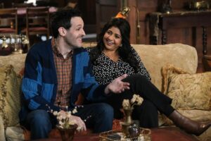 Rebecca Wisocky Instagram - Thanks for watching @ghostscbs tonight friends!
‘He Sees Dead People’ was written by @tbernstein 
directed by @petechatmon and guest stars the fabulous @johnlhartman @sillsla @bigpunam @andrewleeds & @betsysodaro (the one-liner hit woman!) Special thanks to @carmen.alie093 for creating such a beautiful flashback look for Hetty and to @jscarabin & @gillianbruce_1 for their valiant efforts to turn me youngish!
#ghostscbs 👻💓👻