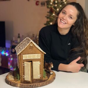 Rebecca Breeds Instagram - When you can’t get home for Christmas, you fill that whole in your heart with Gingerbread! I made a replica of the old Stable in our back yard, while Luke made Winterfell… (post Ramsey sacking)……. Very proud to say I made marzipan from scratch for the first time. Needs must. Oh - and sugar work!! Look out @bakewithrahul 💃🎄✨