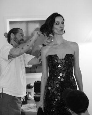 Rebecca Hall Instagram - love in advance for the people complaining about the generic actor doing carpets and fashion shots. There are more paintings coming…
.
.
.
Meanwhile thank you @sagaftrafound for a wonderful night where I got to cheer @epluribusyourmom and his @gildedagehbo co stars. Thank you @voguemagazine for making a spectacle of us getting dressed. Photos by @catielaffoon dress @gabrielahearst last minute tile fixing and general sartorial administration @bailey.moon