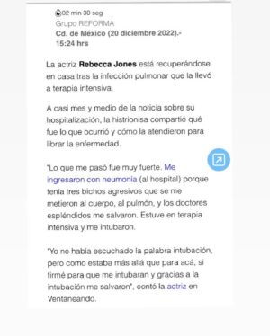 Rebecca Jones Instagram - GRACIAS GRACIAS GRACIAS!!! SUS ORACIONES, BUENOS DESEOS Y LLUVIA DE ENERGÍA POSITIVA, SIN DUDA HAN AYUDADO TREMENDAMENTE A MI RECUPERACIÓN. LES ASEGURO QUE CADA GOTA DE ESE AMOR TAN GRANDE QUE ME TIENEN, ES COMPLETAMENTE CORRESPONDIDO, Y PRONTO ME VERÁN DE NUEVO EN LA PANTALLA O YO LOS VERÉ CON ORGULLO Y AGRADECIMIENTO DESDE LAS TABLAS DE ALGÚN TEATRO. GRACIAS, GRACIAS GRACIAS ♥️♥️♥️♥️♥️♥️♥️♥️♥️♥️♥️♥️♥️♥️♥️♥️♥️♥️♥️♥️♥️♥️♥️♥️