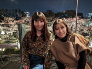 Reika Saiki Instagram - 先日、ちこちゃんと夜桜ディナーへ🌸🌃
今年最初のお花見でした🌸綺麗だったあ…🤤✨