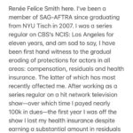 Renée Felice Smith Instagram – 📣📣📣📣📣📣📣📣📣
calling all @sagaftra members! THE TIME IS NOW! I implore you to write a letter in support of a strike authorization vote ASAP! Let’s not forget, they represent US. So, make your voice heard. Share this post! 

E-mail your letter to: governance@sagaftra.org 
serena.kung@sagaftra.org 

ATTN: ALL National Board Members and Officers:

The working people of our industry greatly outnumber the studio executives. If we stand together against their corporate greed, we will win. 
👊👊👊

National Board members: 
@seanastin @thejenniferbeals @sharibelafonte @nitashabhambree @mitchellbobrow @rodgerbrandon5 @yvettenicolebrown @actvocate @joannacassidyofficial @hicusick_ig @jessicamedinaactress @njduerr @dylanabby @haleisner @debbieevansstunts @francesfisher @nancyflanagan_ @ilyssafradin @androidegarcia @bradgarrett @supererniegram @stephenmckinleyhenderson @dulehill @thedavidjolliffe @phoebejonasnyc @mike_kraycik @rosedianeladd @xojodilong @melmackactingstudio @camrynmanheim @marymcdonaldinc @jmelen77 @matthewmodine @billfromboston @esai_morales @dannavarromusic @rosie @ron.ostrow @theebillyporter @lindapnyc @thesherylleeralph @michaelrapaport @albinokid1026 @patriciaheaton @courtneyrioux @iamrobschneider @sharonstone @towandaunderdue @lisaannwalter @olgabluesbabe @officialfrandrescher @benwhitehair