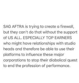 Renée Felice Smith Instagram - sending this out into the void. STAY STRONG 👊 @sagaftra Comprehensive AI protection or NO DEAL. There will be no “next time”. 
#insolidarity #sagaftrastrike

@officialfrandrescher @thesherylleeralph @duncanci @lisaannwalter @thesherylleeralph @francesfisher @seanastin @saraheramos @shaan_sharma

[I misspelled “whiny” and forgot a comma. Forgive me, I’m enraged at the state of things (as we all are) and trying to make whatever impact I can.]