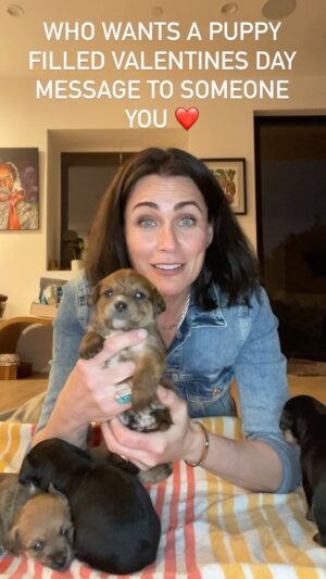 Rena Sofer Instagram - I’m offering special Valentine’s Day messages on @cameo for any #puppy lovers out there! If you book me for a special message to someone you love I will do it with the #puppies I am #fostering for one of my favorite rescues. All the money I raise for this event will go to some worthy rescues and all their 4 legged friends. So if this sounds pefect for the ones you love go to Cameo and book me for a message and make more than your love happy.  #happyvalentinesday #valentinesday #adoptdontshop #puppiesofinstagram #puppies #foster #fosteringsaveslives