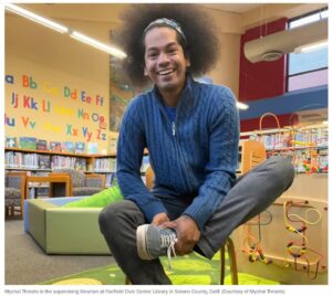 Rhiannon Giddens Instagram - February 4
Mychal the Librarian // @mychal3ts 

I stumbled over this young man’s instagram a few months ago and was immediately struck with his enthusiasm, kindness, and love for the library.  He has been on a bit of a roller coaster, as I am not the only one to admire his work!  But he has handled it all with grace, humility and humanity.

I was a straight up library kid for most of my childhood - I remember wandering the shelves of the Greensboro Public Library many, many times...checking out my favorite books, over and over...sitting in a child-sized chair and just diving into a book from the top of my stack while my parent roved the adult side... and the current attack on libraries has been awful to witness.

Mychal’s account is a breath of fresh air - honest and loving to all, and reminding people daily why the library is so special. And so important to our communities - from the obvious (books) to the non-obvious (important services some people don’t have access to at home).

And you know? I see people commenting that they want to go to HIS library cause he’s there (and i know, he’s so cool) but - seems to me he wants you to support YOUR library!  Library love, every day!  Library kids, Library adults, Library supporters - let’s save our libraries!

Read the @nytimes article on him at the link in stories!