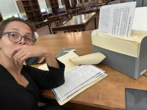 Rhiannon Giddens Instagram - My last day as an Artist-In-Residence as part of the Southern Futures project in conjunction with @carolinaperformingarts at @uncchapelhill, in Wilson Library, doing primary source research. The whole team has been absolutely incredible and I will value this collaboration for years to come. ❤️❤️❤️❤️