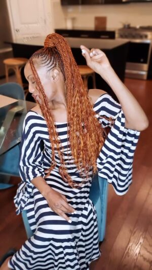 Rhona Bennett Instagram - New hair who dis? 

Not just the blondes... gingers have fun too 👀 🙌🏽 🟠 ... THANK YOU @bethdefinesbeauty for putting your genius on my style 🔥🚀 💇🏽‍♀️ #SpringThings 
.
#RhonaBennett #CoachRho #MissRNB #Hair #Braids #Color #DigablePlanets #Beauty #Innovation