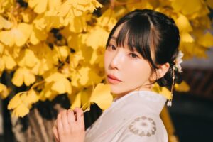 Risa Aizawa Instagram - 撮影に行った時は立派な銀杏がとっても綺麗でした〜✨
シンプルなお団子も美味しかった🍡

明日はでんぱ組.incFCイベントで新年会🪅
心が温まる時間を過ごしてもらえたらと思います🫶

みんな今日も1日おつかれさまです！

#dempagumi #idol #gravure #アイドル #新年 #2024 #kimono #袴 #和装ヘア #着物レンタル #着物女子 #shein購入品