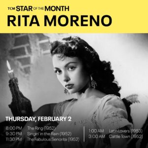 Rita Moreno Instagram - THRILLED that @TCM is celebrating me as their Star of the Month. You can see movies I was in beginning tonight and every Thursday this month at 8pm!