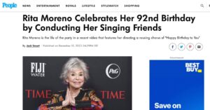 Rita Moreno Instagram - Who would have thought little Rosita from Humacao, Puerto Rico would be making headlines on her 92nd Birthday...I surely didn't!!
Thank you everyone who helped make not only the past year but every year memorable. Here's to the best one yet!!