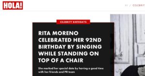 Rita Moreno Instagram - Who would have thought little Rosita from Humacao, Puerto Rico would be making headlines on her 92nd Birthday...I surely didn't!!
Thank you everyone who helped make not only the past year but every year memorable. Here's to the best one yet!!