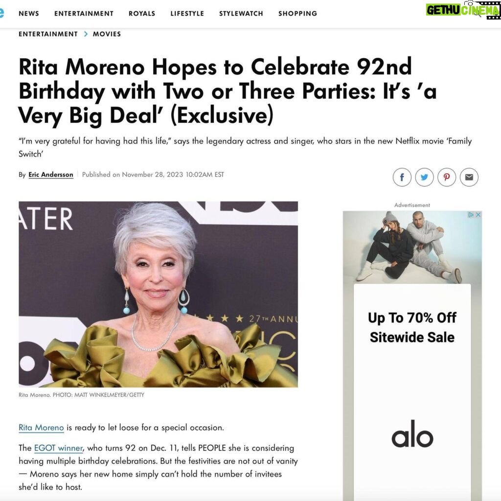 Rita Moreno Instagram - Sat down with People ahead of my birthday and the #FamilySwitch premiere (out Thursday on Netflix!)