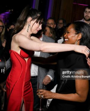 Robinne Lee Instagram - Last night was like a dream ten years in the making. Completely and utterly surreal. I don’t think there’s a way to put all my feelings into words. Certainly not in a short social media post. But a huge thank you to all who were there to celebrate with me last night. Extra special shout out, to my husband, and producing partner, Eric Hayes. And my publicist and bestie, Mia Ammer, for putting up with me during this crazy time. Annie and Nicholas are magical together on the screen. Huge congrats to them, and director, Michael Showalter for bringing this version of Solène and Hayes to life. And to @amazonprime for pulling out all the stops. What a wild and crazy ride it’s been!! 

#TheIdeaOfYou #theideaofyoumovie #proudauthormoment 

Dress: @maisonalaia 
Earrings: @karmaelkhaliljewelry 
Makeup: @lizomakeup 
Hair: @cheryltbergamyhair 
Eric’s suit: @kenzo