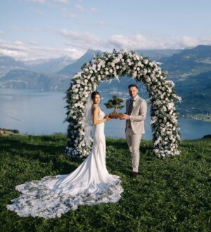 Roksana Janiszewska Instagram - Still can’t believe how beautiful our special day was ❤️ here’s a few more wedding photos with LOADS more to come yet! 😅 The second photo is of our juniper bonsai tree which we bought here in Switzerland for our tree planting ritual. This was such a lovely idea. We used soil from @villahonegg where we got married and symbolically planted and watered the tree together as part of our wedding ceremony. It’s a tree that symbolises our love and commitment. We will both look after the bonsai for decades to come and hopefully pass it down for generations. 🌲 photo by @anaketephoto