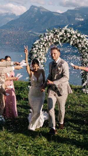 Roksana Janiszewska Instagram - THE WEDDING VIDEO IS LIVE ON YOUTUBE! This was truly the most magical moment of my life! Running down the Isle, married to my best friend and our family witnessing it 🥹 For the dried petal confetti 🌸 I harvested wild flowers from our land in the UK, which will now fade into the Swiss soil on the grounds we got married. As it withers away it’ll make it’s own mark, making it our special place that will now have a symbolic bond with us forever.