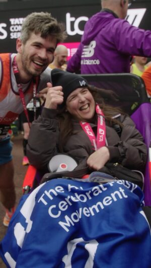 Rosie Jones Instagram - Dream Team! ♥️
 
Running as an assisted wheelchair team, comedians @ivo_graham and @josierones finished the TCS London Marathon in an incredible time of 3:36:22.
 
Rosie and Ivo are raising money for @upmovement_cp and @mssocietyuk 
 
#londonmarathon