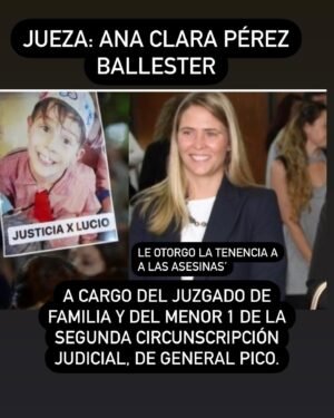 Sabrina Carballo Instagram - JUSTICIA POR LUCIO DUPUY
🙏🙏🙏🙏🙏🙏🙏🙏🙏🙏

DIOS MIOOO😔😔… No puedo imaginar el calvario qué paso este bebe..chiquito e indefenso, mientras era torturado por su progenitora y su novia. Dije progenitora porque ser madre es otra cosa...(para las descerebrados/as q se llenan la boca mal diciendo “vos x q no sos madre”…tomen aqui tienen a una “Madre” …llévensela a sus casas!!
Los niños/as no siempre estan MEJOR con sus “MADRES”……la cantidad de “Buenos padres” que tiene q pasar y sufrir situciones de maltrato ,falta de respeto y en muchos casos dejar de ver a sus hijos por q “juezas/jueces” como la Dra.ANA CLARA PÉREZ BALLESTER le terminan dando la tenencia a sus “MADRES”..
Sin intervenir en el proceso ,en otras palabras LO ABANDONO! Esta jueza Tuvo varias alertas para evitarle le muerte a Lucio y no sabemos si por una cuestión ideológica no cumplió con los deberes de una jueza de familia…. FALLO 
De solo leer las notas,escuchar los audios “de la madre”…es algo tan terrible q parece ciencia ficcion😔 siento un escalofrío, impotencia… siento q estamos rodeados de ñoquis a los cuales le pagamos el sueldo y les chupamos un 🥚… los q deberían cuidarnos NO LES IMPORTAMOSSSS!!🤬 
FALLARON TODOSSS!…y nosotros tmb como sociedad…
ESTAS LACRAS tiene q pudrirse en la cárcel…pero de verdad y q Dios me perdone…que NO SALGAN MASSS!!y que las separen…
Que  no haya otros "Lucios" sufriendo en silencio. Que no haya más niños y niñas olvidados por la justicia, chicas y chicas que el sistema no registra y por una sociedad que no puede darles protección….la cantidad de funcionarios q cobran un sueldo y no HACEN UNA MIERDAAA!!..la cantidad de ñoquis q conozco …la bronca q me
Da!!….x q AMO Mi país…  pero todas estas lacras lo estan destruyendo ..
Perdón🙏toy enojada…no puedo creer lo q le hicieron a este bebe😔
Acompaño a su familia y que Dios sane un poco sus corazones!
FALLARON TODOS!
@justiciaporluciodupuy 
#justiciaporlucio 
#justiciaxlucio 
#justiciaporluciodupuy
#leylucio
