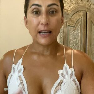 Saira Khan Instagram - 🌿 Did you know that a tan is essentially your body’s way of protecting itself from harmful UV rays by producing extra melanin, which results in a buildup of dead skin cells on the surface? 🌞 Thankfully, there’s a gentle and effective solution to remove this buildup and maintain healthy skin: organic plant oils. 🌴 During my trip in Bali, I am obsessed with  the power of using plant-based oils to dissolve waterproof sunscreen and gently exfoliate my skin when paired with a Muslin cloth. 💧 Not only does this ritual leave my skin feeling refreshed and hydrated, but it also helps to prevent damage to the skin barrier. 🌺 What’s more, these organic oils have a minimal environmental footprint, as they’re free from microplastics, making them a win-win for both your skin and the planet. 🌏 Let’s embrace skincare solutions that are not only good for us but also for our environment and conscience. #SkincareFacts #OrganicBeauty #EcoFriendlyLiving”

Bra from @freepeople