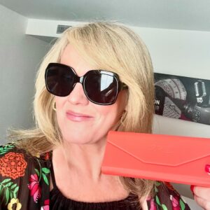 Sally Lindsay Instagram - So today I saw my  mate @liztaylorconsultancy on the train and ended up fantastic pair of @ruthlangsford sunglasses! They are bloody lovely! Going to get some for @damesuevincent as she is down to her last 100 pairs 🤣🤣