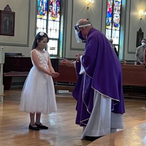 Samantha Power Instagram - So proud of Rian, 8, who made her First Holy Communion today. After having to postpone a year bc/ COVID, she seemed brave with all eyes on her — and aglow with gratitude and calm. She even shed her soccer gear for a day!