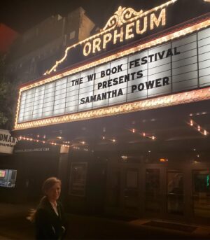 Samantha Power Instagram - Last night in Madison...thank you to the @wibookfest for an incredible evening!