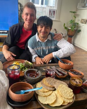 Sandra Cisneros Instagram - Finally corn!!! Homemade food thanks to Emilio Mancilla and Tihema Bennett. Black beans and rice never tasted so good!  And ceviche!  With agua de jamaica!!!