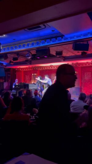 Sandra Mae Frank Instagram - Happy Halloween / Hallows Eve! 

WHAT A NIGHT!! 😎🔥 A few months ago, Josh and I saw @BeetleJuiceBway. We both knew we had to do one of their songs for @BroadwaySignsASL’s Twilight Zone Spooktacular at #54Below… #SayMyName! 👻💚

Along with Angel Lin & Robert Ariza as vocalists 💚

(*trigger warning in case you don't know the musical, it mentions suicide thoughts.)

#BeetleJuice #Broadway #ASL #Lydia #Halloween 


Sandra Mae wearing everything black, leggings, mesh long sleeve with tank top underneath, corset, and wig. Josh wearing black and white stripes outfit with black tank top underneath. They’re both on the stage signing the song along with Robert wearing green top and tan pant. Angel wearing yellow jacket with pink top and blue shorts.