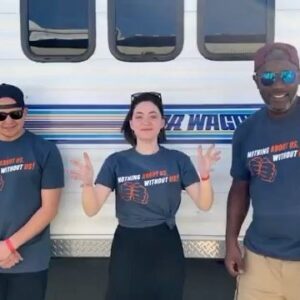Sandra Mae Frank Instagram - How to watch the FULL ASL performers for the #PreShow and #HalfTimeShow of SuperBowl?! 

Watch the video! 🤗

(Repost from @NAD1880)

Deaf performers @seanforbes, @sandramaefrank, and @wawasworld1 are together at SoFi Stadium! 

Are you ready for Super Bowl Sunday?! 🏈🎶

#SuperBowlLVI #SuperBowl #ASLMusic #ASL #NBCSports @NBCsports

[VIDEO DESC & TRANSCRIPT: Sean (left), Sandra (middle), and Wawa (right) are standing in front of a trailer wearing the NAD's "Nothing About Us, Without Us" shirt. The NAD logo appears as a watermark on the bottom right corner.]

SANDRA: Are you ready for Super Bowl Sunday, February the 13th?! Ready to watch it, get your grub on, get with your family and friends?!

WAWA: But wait, how do we watch the ASL performers? 

SEAN: The best way to watch the ASL for the pregame as well as the Super Bowl halftime show? You can leave your TV on as normal, just on the channel that you're normally watching. And then get your iPad, or your computer, your iPhone, and have that set up. 

WAWA: Okay, so that means NBCSports.com, I can see it there, and then I can also download the app, NBC Sports? 

SEAN: Yeah!

WAWA: Okay great!

SANDRA: What's important is, TURN THAT VOLUME LOUD! 

WAWA: Let's go!]