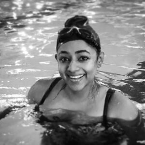 Santhy Balachandran Instagram - I've always been a water baby. But one that didn't know how to swim. Not from lack of trying, though. I signed up for coaching four times at various points from toddlerhood through adulthood. Unfortunately, something always went wrong and I never made it beyond one class. The last time I enrolled, the world shut down thanks to the pandemic. Talk about jinxes!

So here's a picture of someone who after a lifetime of false starts, finally swam across the pool today.

#littlewins