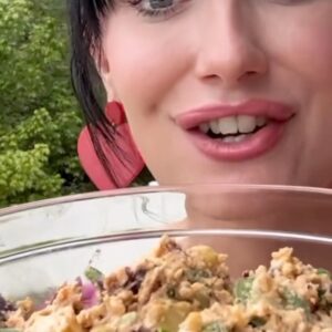 Sara Andrews Instagram - Cool and refreshing.. with a kick! Try this jalapeño popper potato salad at your next cookout!  #countrycookin #southernfood #summersides #summerfood #longervideos
