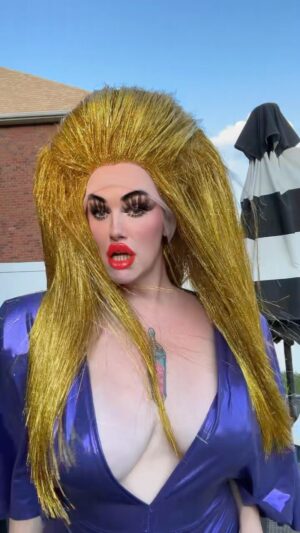 Sara Andrews Instagram - Did y’all know I have a little wig business called Wig Takeout? Thinking about stocking these full tinsel lace fronts. Should I? #dragqueen #dragwigs